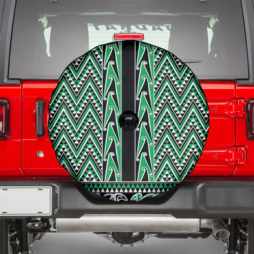 New Zealand Maori Niho Taniwha Spare Tire Cover Kakariki Mangopare and Puhoro Pattern
