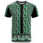 New Zealand Maori Niho Taniwha T Shirt Kakariki Mangopare and Puhoro Pattern