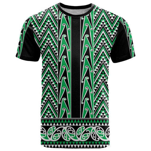 New Zealand Maori Niho Taniwha T Shirt Kakariki Mangopare and Puhoro Pattern