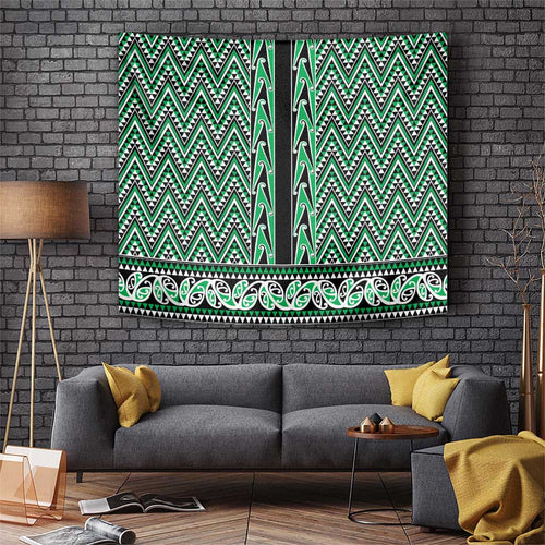 New Zealand Maori Niho Taniwha Tapestry Kakariki Mangopare and Puhoro Pattern