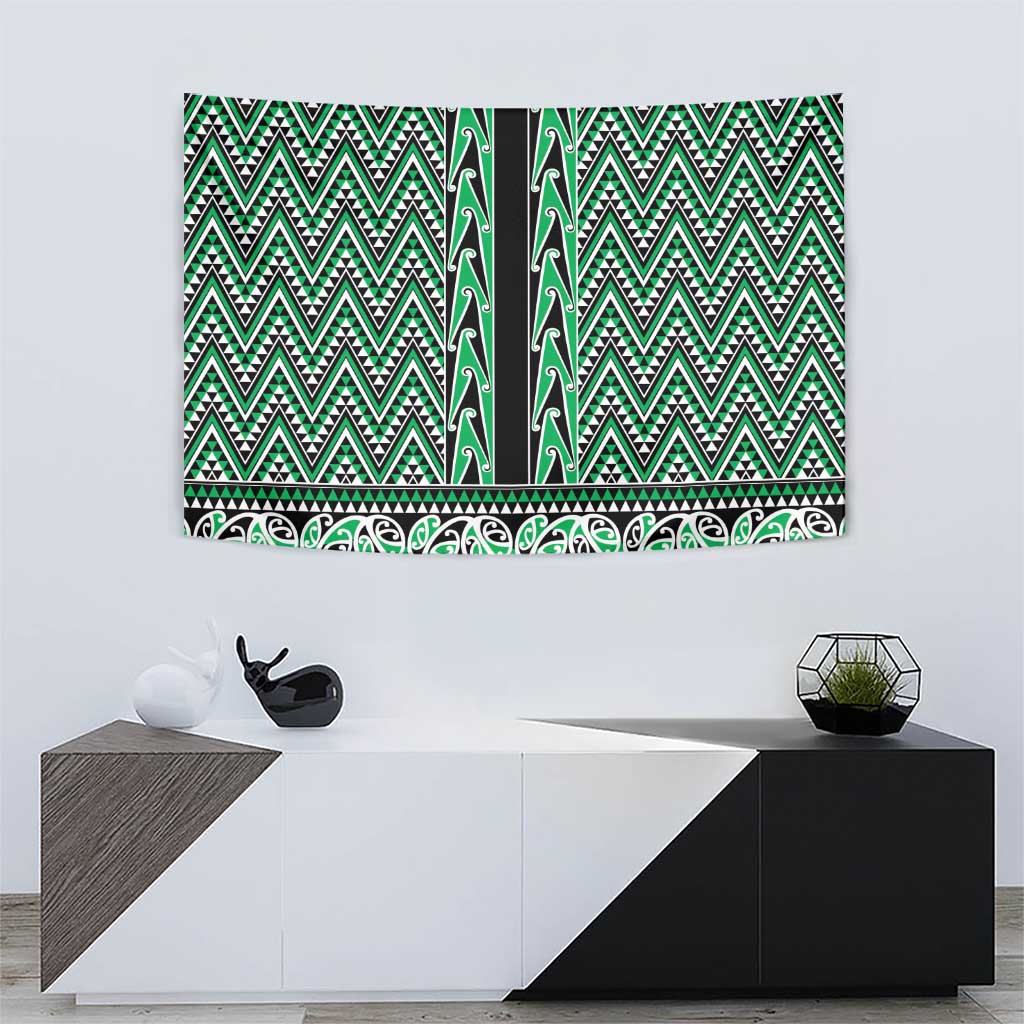 New Zealand Maori Niho Taniwha Tapestry Kakariki Mangopare and Puhoro Pattern