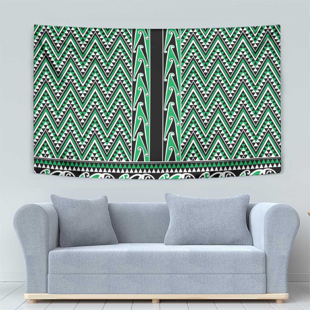 New Zealand Maori Niho Taniwha Tapestry Kakariki Mangopare and Puhoro Pattern