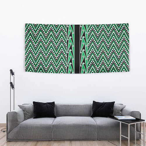 New Zealand Maori Niho Taniwha Tapestry Kakariki Mangopare and Puhoro Pattern