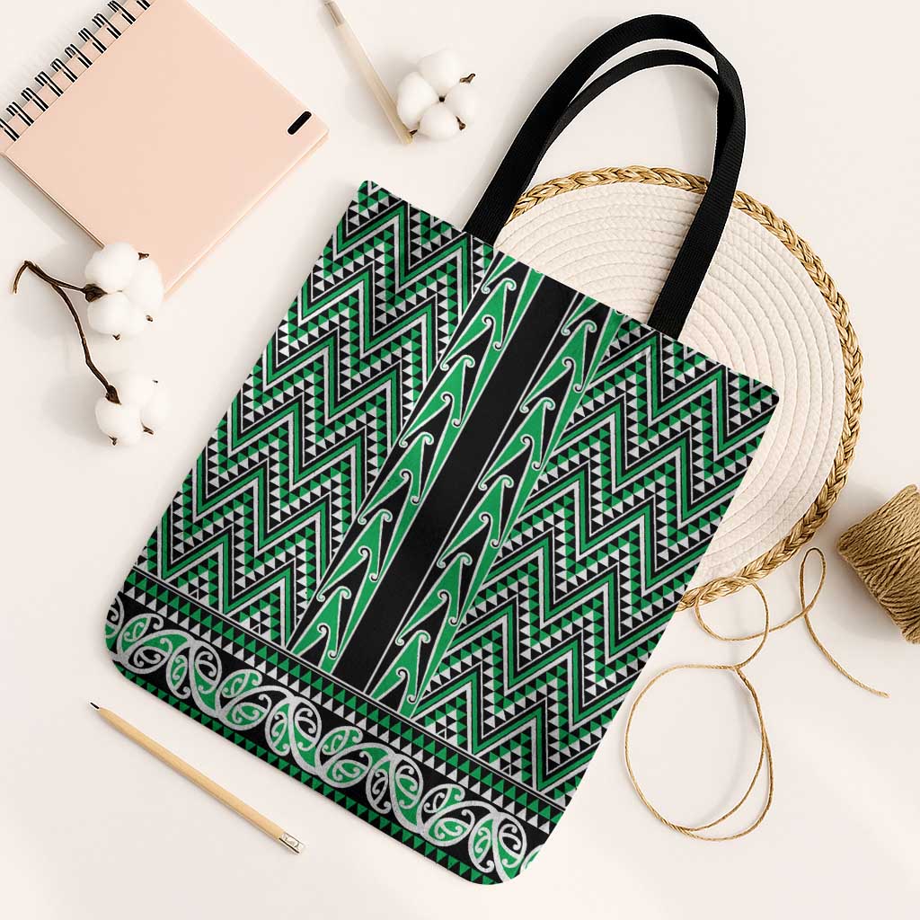 New Zealand Maori Niho Taniwha Tote Bag Kakariki Mangopare and Puhoro Pattern - Aussie Hoodie