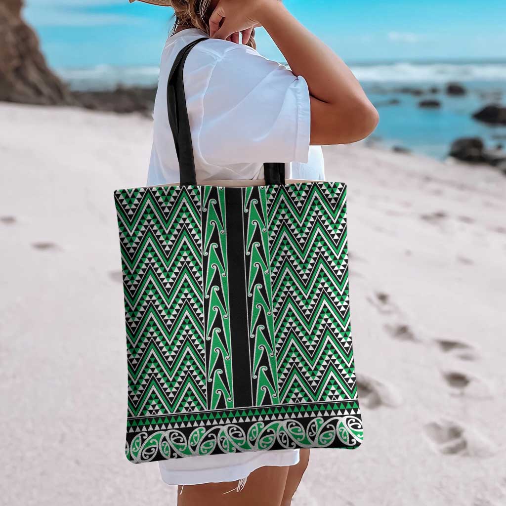 New Zealand Maori Niho Taniwha Tote Bag Kakariki Mangopare and Puhoro Pattern - Aussie Hoodie