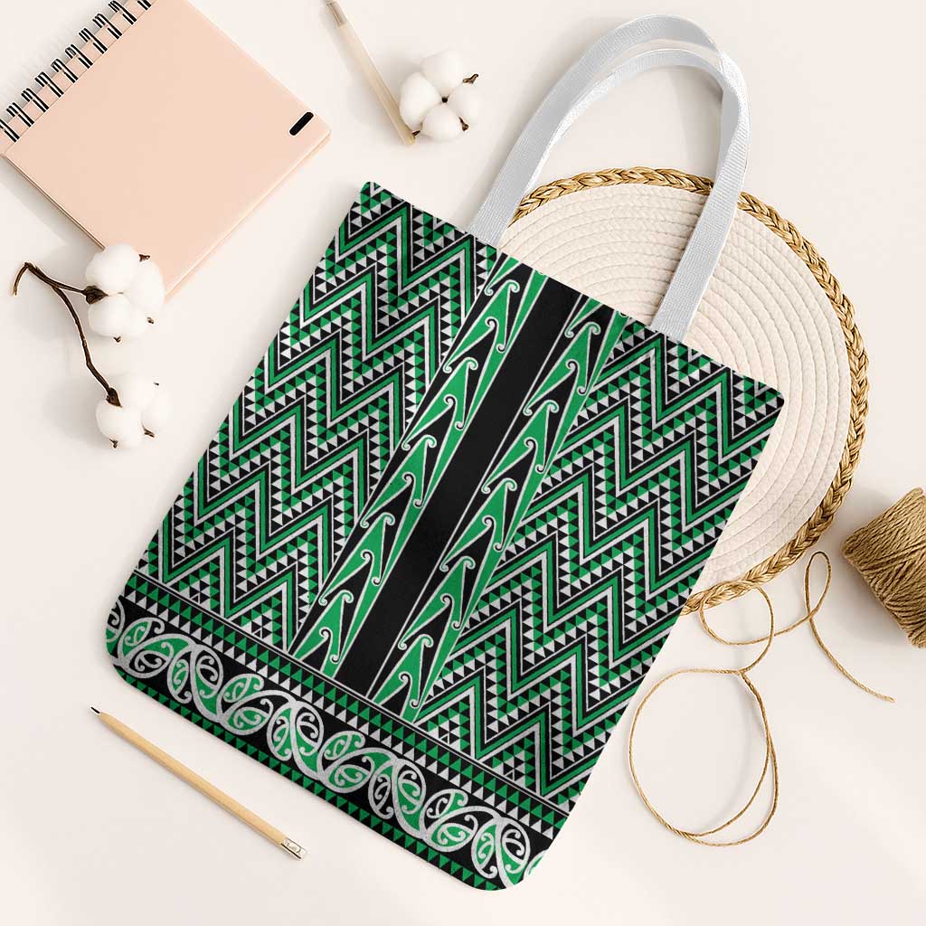 New Zealand Maori Niho Taniwha Tote Bag Kakariki Mangopare and Puhoro Pattern - Aussie Hoodie