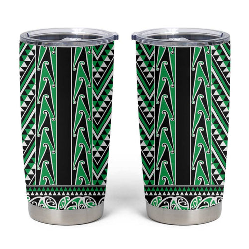New Zealand Maori Niho Taniwha Tumbler Cup Kakariki Mangopare and Puhoro Pattern