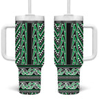 New Zealand Maori Niho Taniwha Tumbler With Handle Kakariki Mangopare and Puhoro Pattern