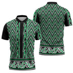 New Zealand Maori Niho Taniwha Zipper Polo Shirt Kakariki Mangopare and Puhoro Pattern - Aussie Hoodie