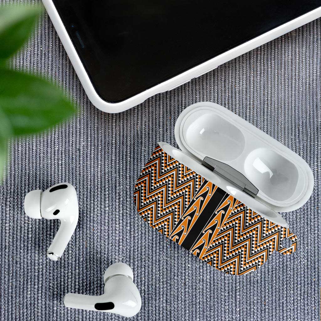 New Zealand Maori Niho Taniwha AirPods Case Karaka Mangopare and Puhoro Pattern - Aussie Hoodie