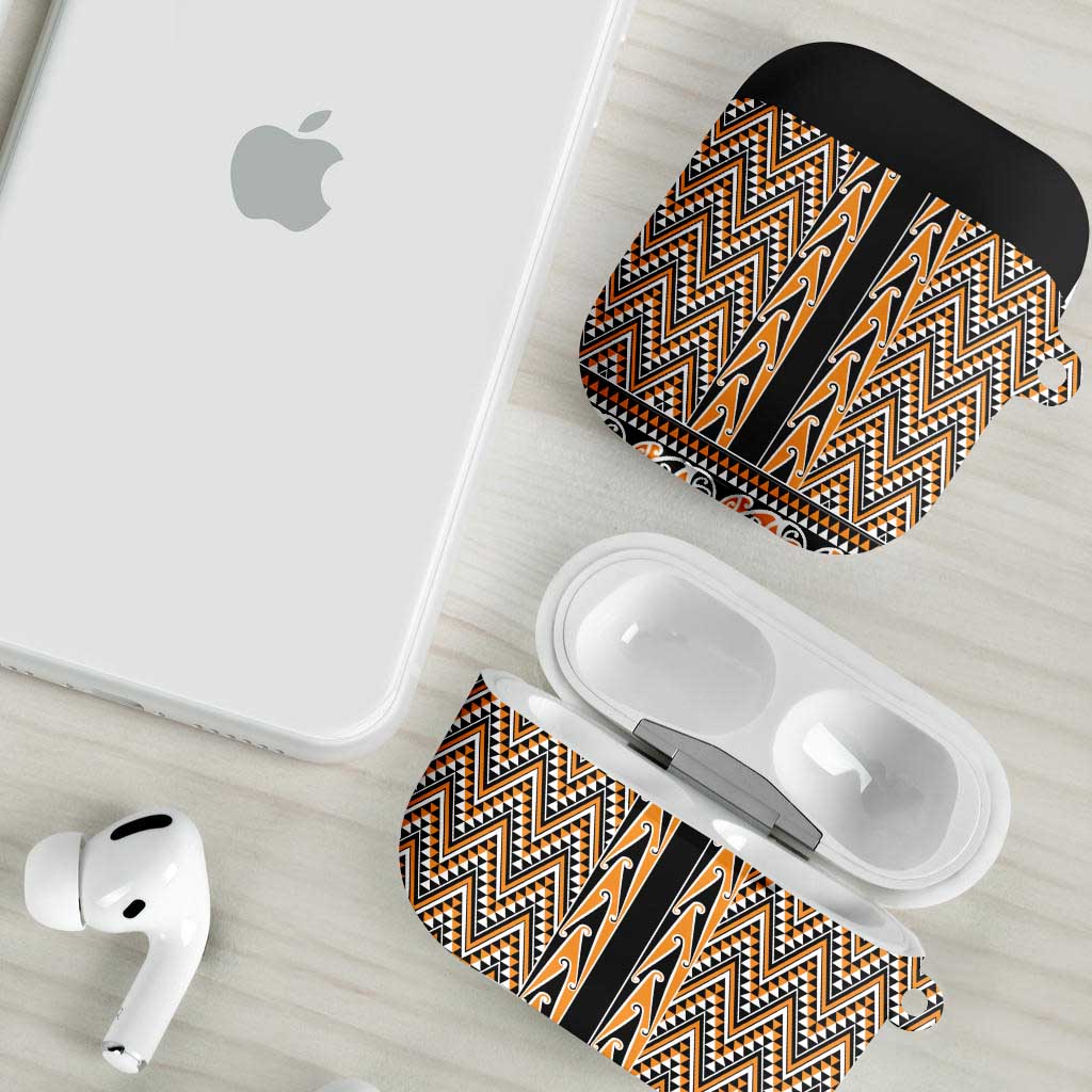 New Zealand Maori Niho Taniwha AirPods Case Karaka Mangopare and Puhoro Pattern - Aussie Hoodie
