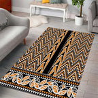 New Zealand Maori Niho Taniwha Area Rug Karaka Mangopare and Puhoro Pattern