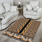 New Zealand Maori Niho Taniwha Area Rug Karaka Mangopare and Puhoro Pattern