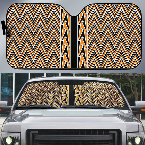 New Zealand Maori Niho Taniwha Auto Sun Shade Karaka Mangopare and Puhoro Pattern - Aussie Hoodie