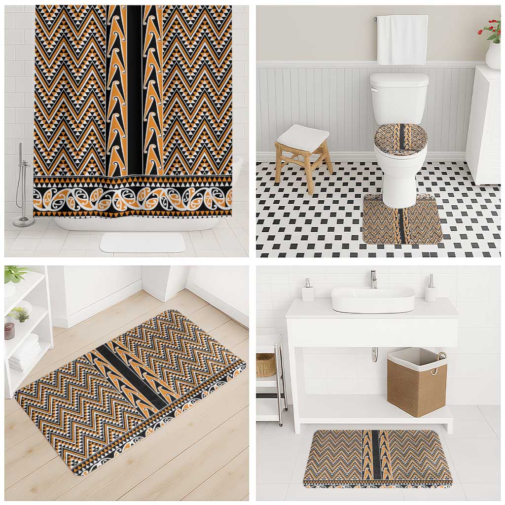 New Zealand Maori Niho Taniwha Bathroom Set Karaka Mangopare and Puhoro Pattern - Aussie Hoodie