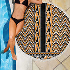 New Zealand Maori Niho Taniwha Beach Blanket Karaka Mangopare and Puhoro Pattern