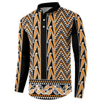 New Zealand Maori Niho Taniwha Button Sweatshirt Karaka Mangopare and Puhoro Pattern