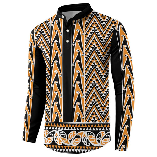 New Zealand Maori Niho Taniwha Button Sweatshirt Karaka Mangopare and Puhoro Pattern