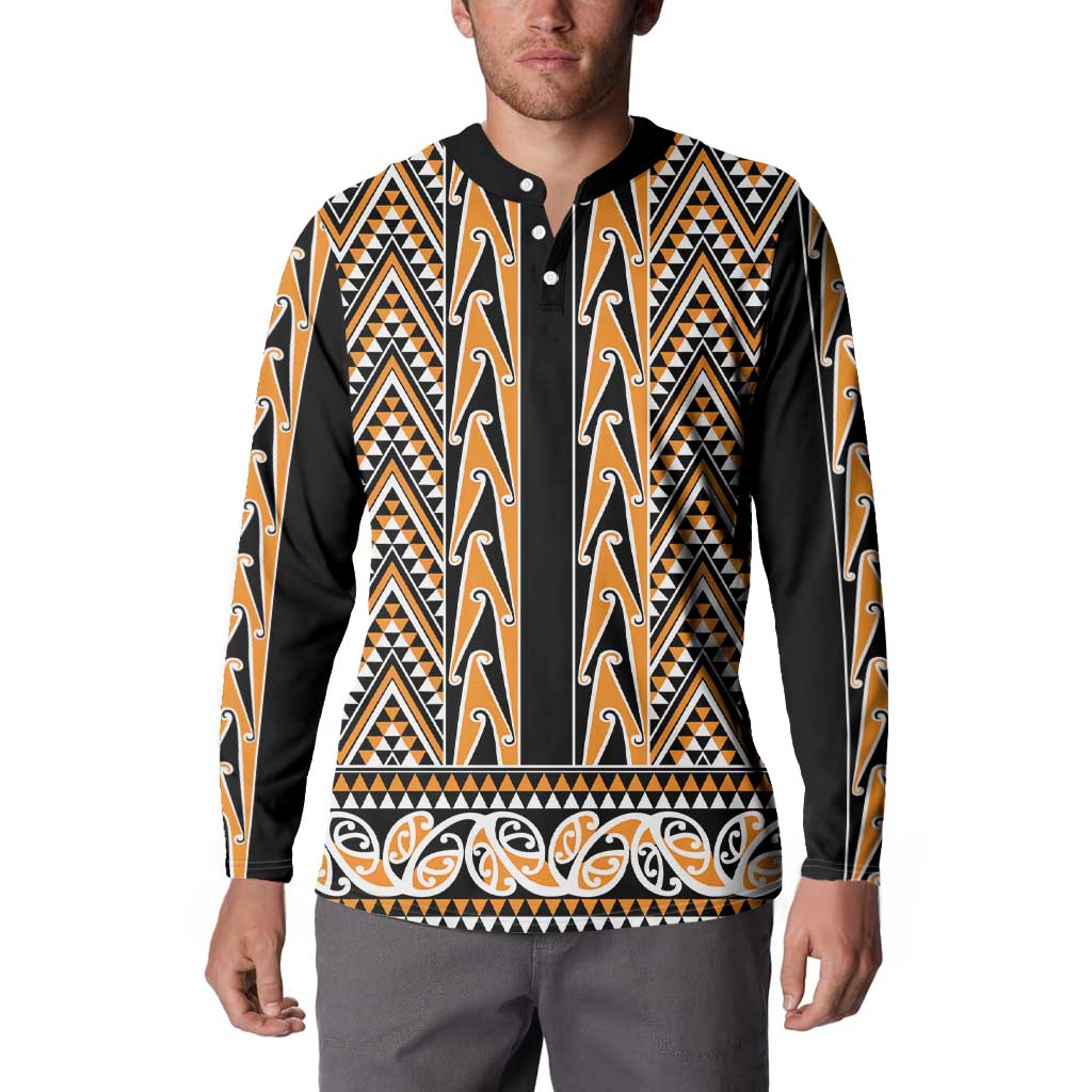 New Zealand Maori Niho Taniwha Button Sweatshirt Karaka Mangopare and Puhoro Pattern