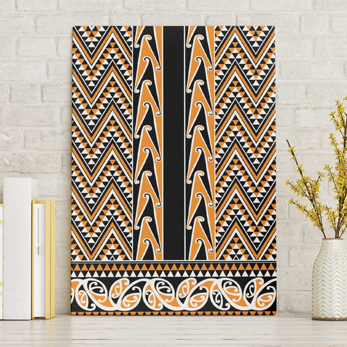 New Zealand Maori Niho Taniwha Canvas Wall Art Karaka Mangopare and Puhoro Pattern