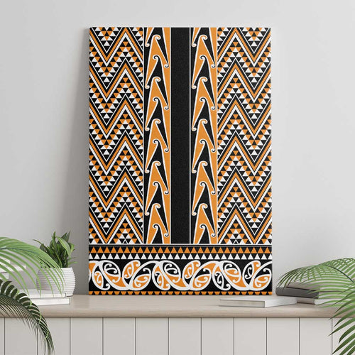 New Zealand Maori Niho Taniwha Canvas Wall Art Karaka Mangopare and Puhoro Pattern
