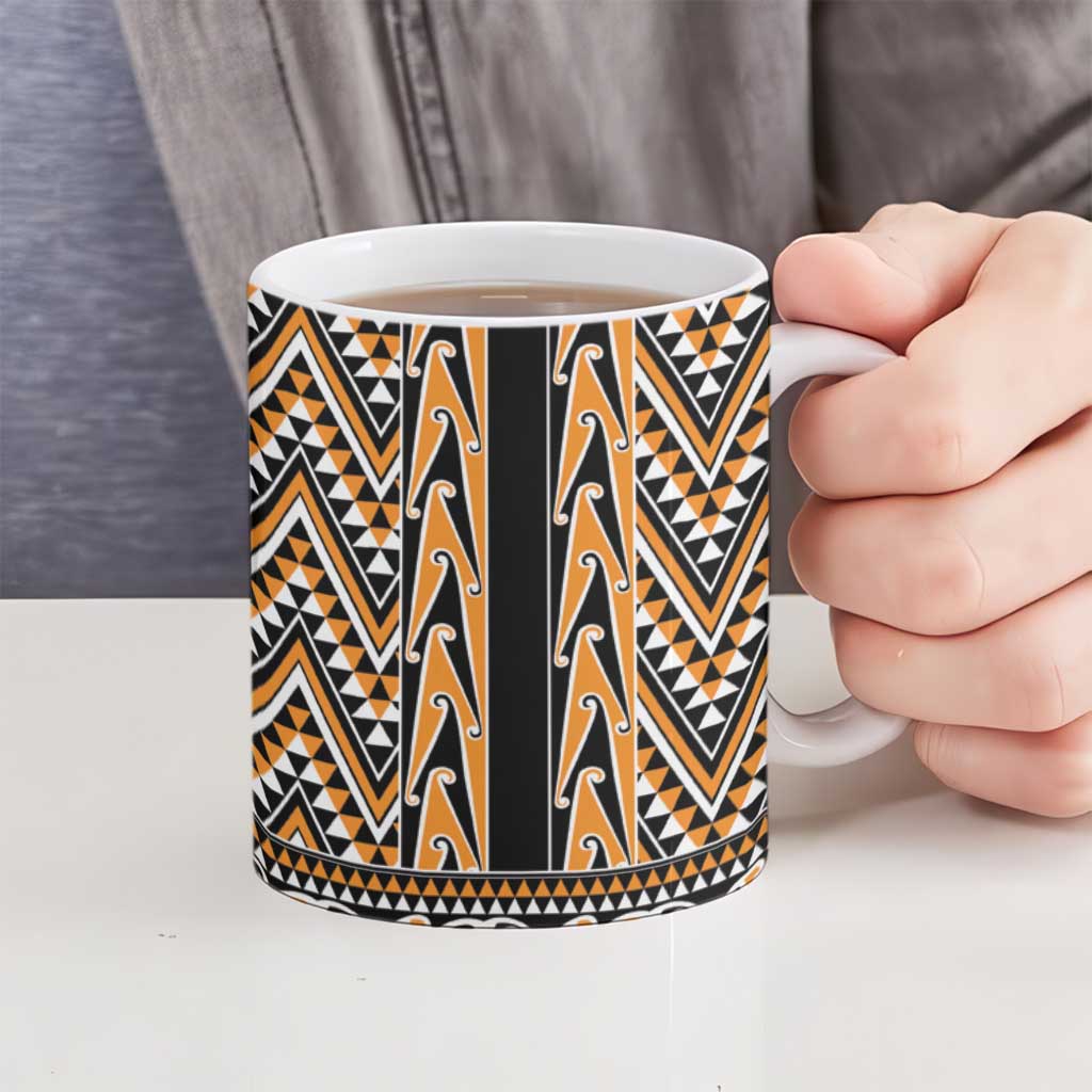 New Zealand Maori Niho Taniwha Ceramic Mug Karaka Mangopare and Puhoro Pattern - Aussie Hoodie