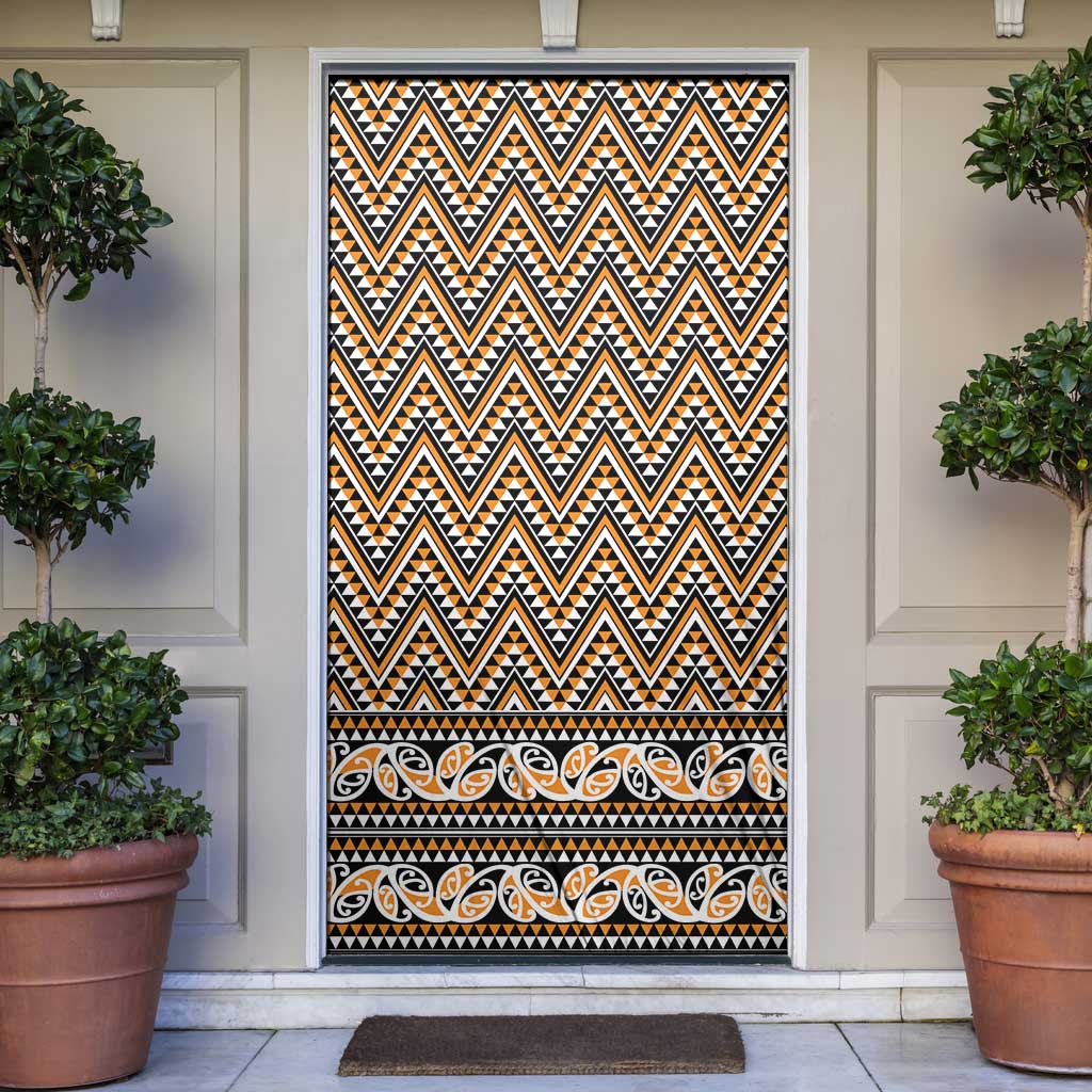 New Zealand Maori Niho Taniwha Door Cover Karaka Mangopare and Puhoro Pattern - Aussie Hoodie