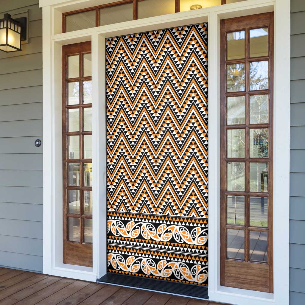 New Zealand Maori Niho Taniwha Door Cover Karaka Mangopare and Puhoro Pattern - Aussie Hoodie