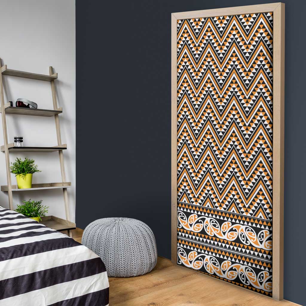 New Zealand Maori Niho Taniwha Door Cover Karaka Mangopare and Puhoro Pattern - Aussie Hoodie