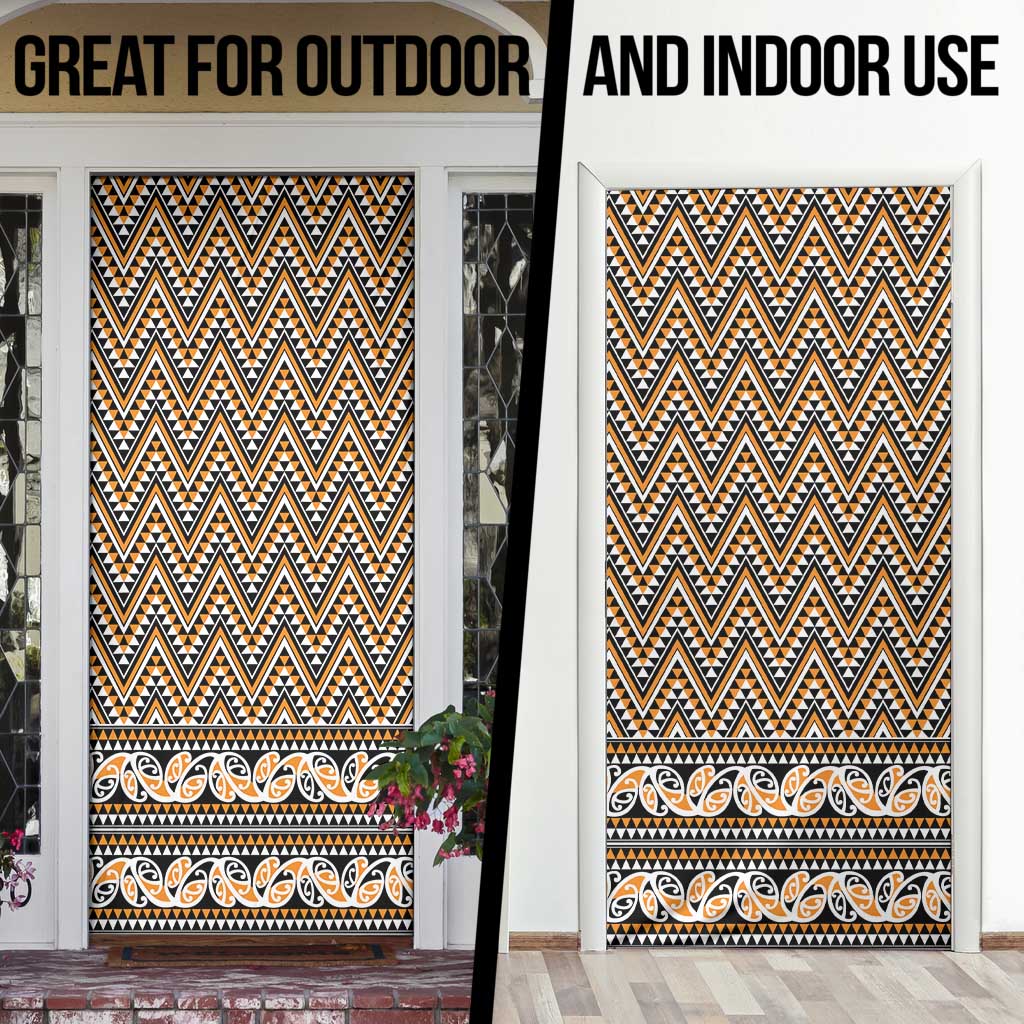 New Zealand Maori Niho Taniwha Door Cover Karaka Mangopare and Puhoro Pattern - Aussie Hoodie