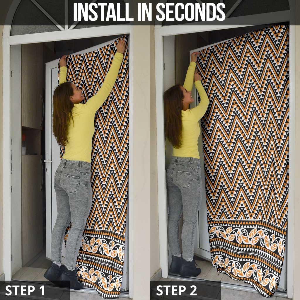 New Zealand Maori Niho Taniwha Door Cover Karaka Mangopare and Puhoro Pattern - Aussie Hoodie
