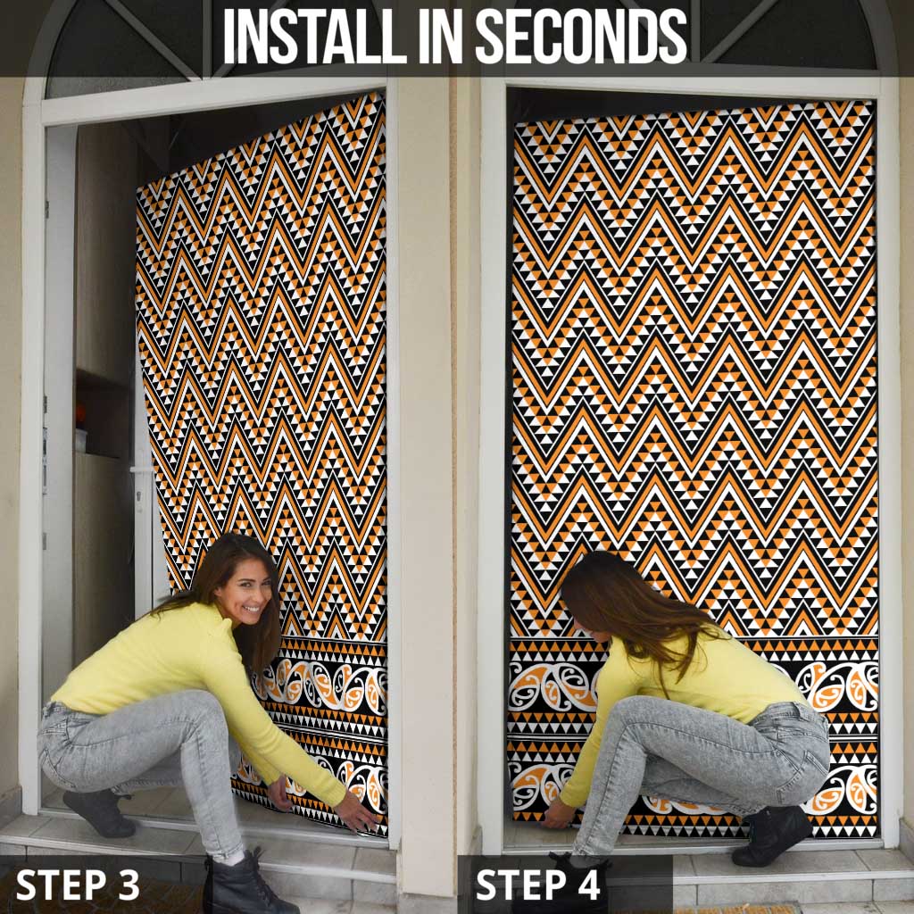 New Zealand Maori Niho Taniwha Door Cover Karaka Mangopare and Puhoro Pattern - Aussie Hoodie
