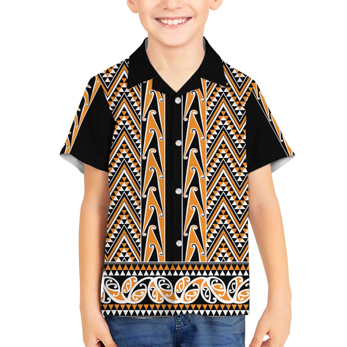 New Zealand Maori Niho Taniwha Family Matching Off The Shoulder Long Sleeve Dress and Hawaiian Shirt Karaka Mangopare and Puhoro Pattern