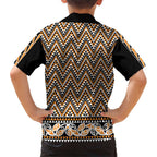 New Zealand Maori Niho Taniwha Family Matching Short Sleeve Bodycon Dress and Hawaiian Shirt Karaka Mangopare and Puhoro Pattern