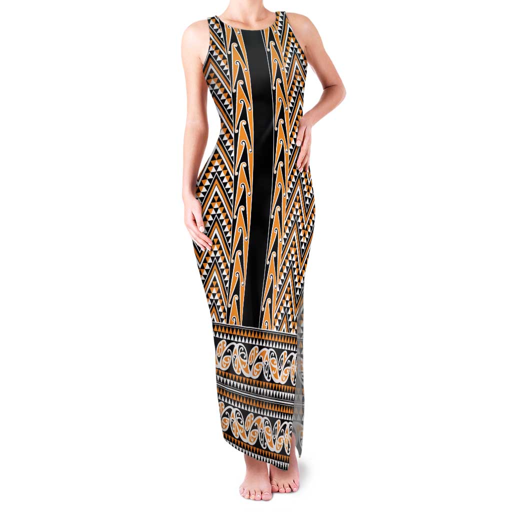 New Zealand Maori Niho Taniwha Family Matching Tank Maxi Dress and Hawaiian Shirt Karaka Mangopare and Puhoro Pattern