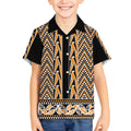 New Zealand Maori Niho Taniwha Kid Hawaiian Shirt Karaka Mangopare and Puhoro Pattern