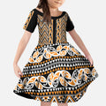 New Zealand Maori Niho Taniwha Kid Short Sleeve Dress Karaka Mangopare and Puhoro Pattern