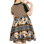 New Zealand Maori Niho Taniwha Kid Short Sleeve Dress Karaka Mangopare and Puhoro Pattern