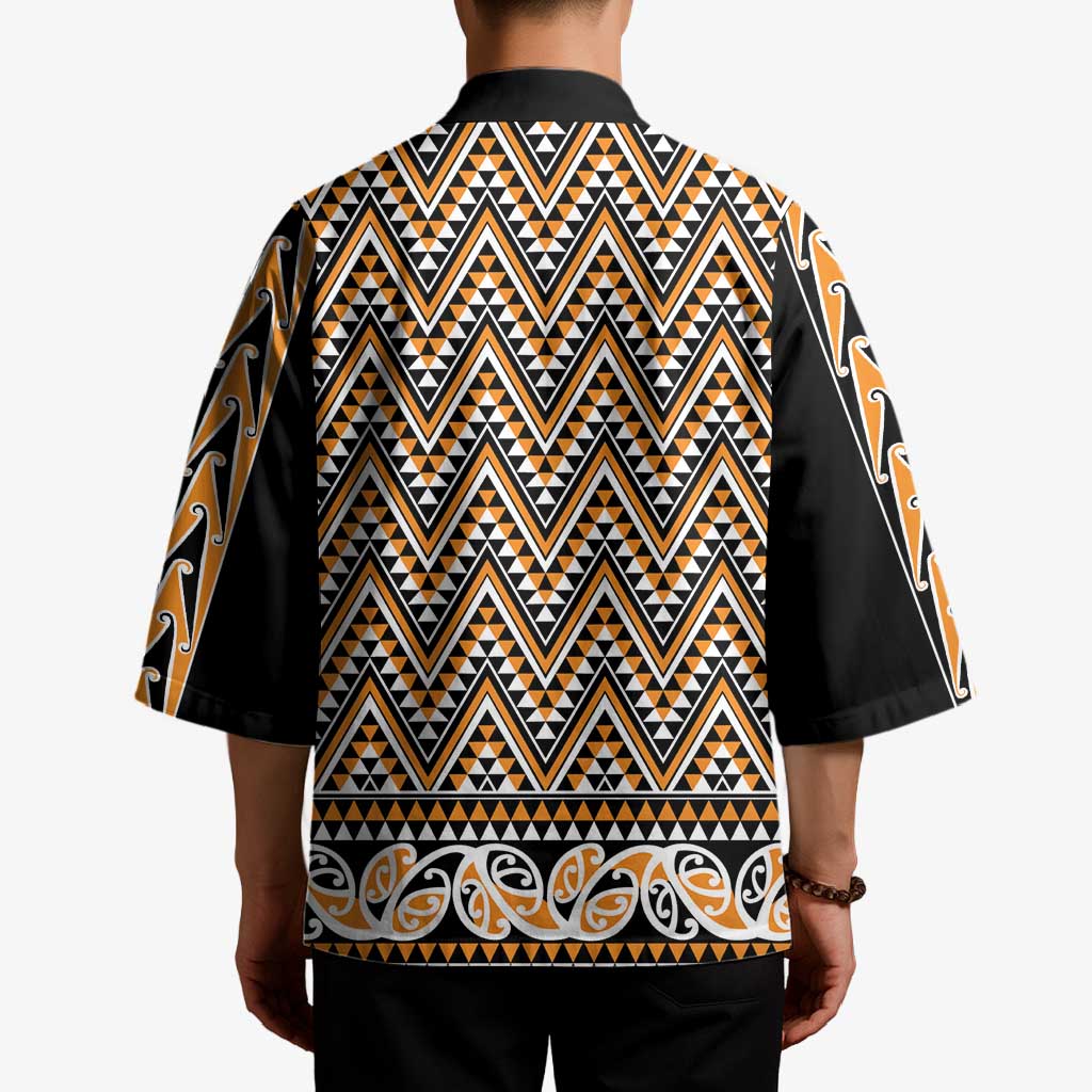 New Zealand Maori Niho Taniwha Kimono Karaka Mangopare and Puhoro Pattern - Aussie Hoodie