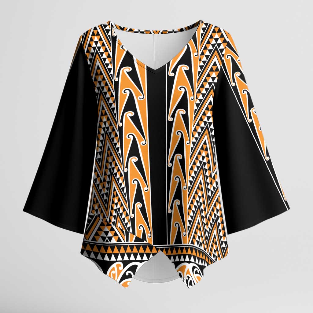 New Zealand Maori Niho Taniwha Kimono Sleeve Blouse Karaka Mangopare and Puhoro Pattern - Aussie Hoodie