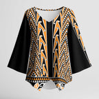 New Zealand Maori Niho Taniwha Kimono Sleeve Blouse Karaka Mangopare and Puhoro Pattern - Aussie Hoodie