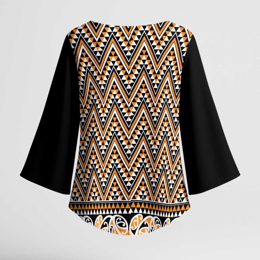 New Zealand Maori Niho Taniwha Kimono Sleeve Blouse Karaka Mangopare and Puhoro Pattern - Aussie Hoodie
