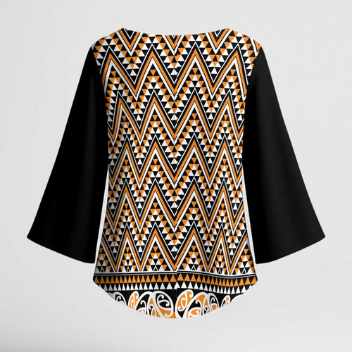 New Zealand Maori Niho Taniwha Kimono Sleeve Blouse Karaka Mangopare and Puhoro Pattern - Aussie Hoodie