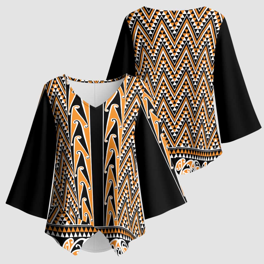 New Zealand Maori Niho Taniwha Kimono Sleeve Blouse Karaka Mangopare and Puhoro Pattern - Aussie Hoodie
