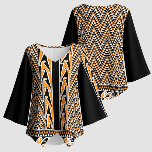 New Zealand Maori Niho Taniwha Kimono Sleeve Blouse Karaka Mangopare and Puhoro Pattern - Aussie Hoodie
