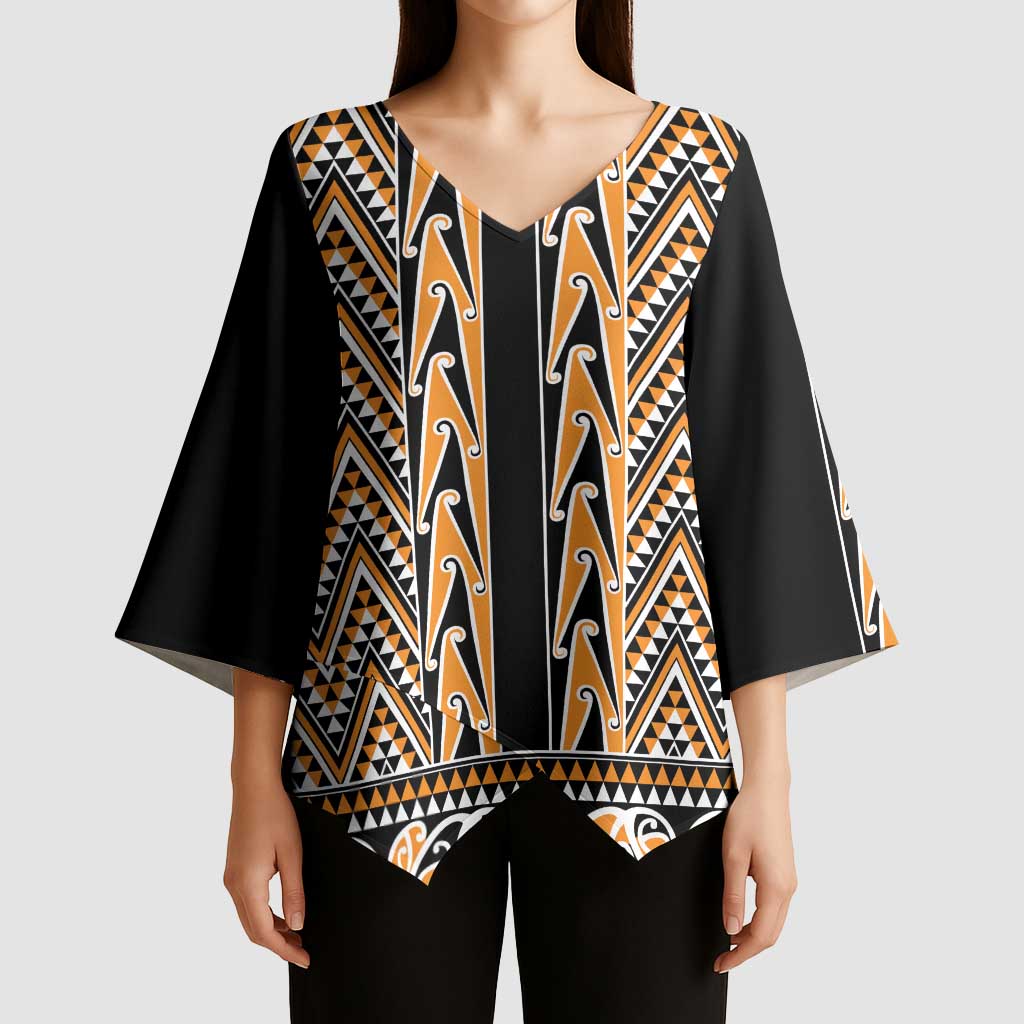 New Zealand Maori Niho Taniwha Kimono Sleeve Blouse Karaka Mangopare and Puhoro Pattern - Aussie Hoodie
