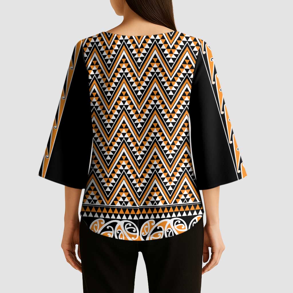 New Zealand Maori Niho Taniwha Kimono Sleeve Blouse Karaka Mangopare and Puhoro Pattern - Aussie Hoodie