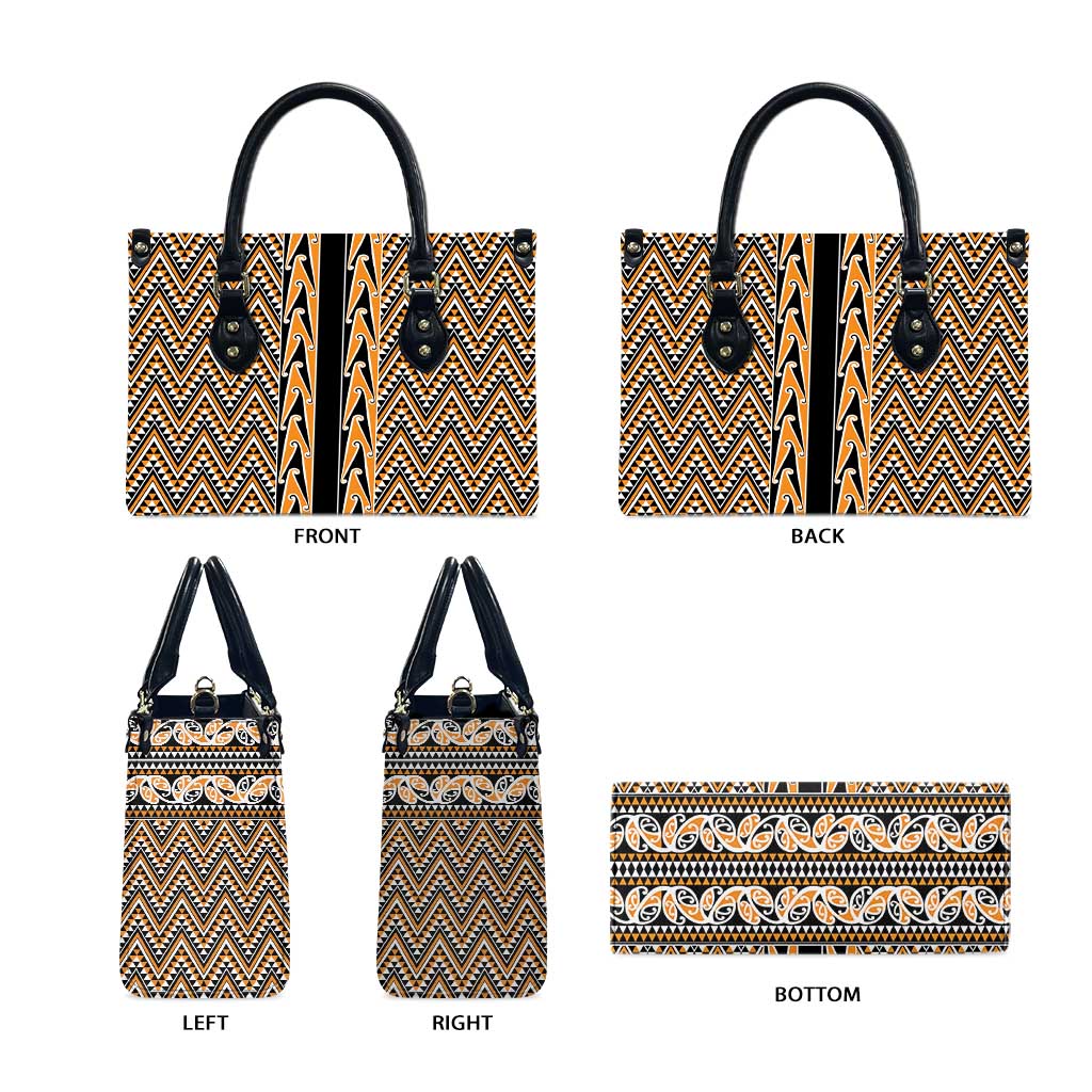 New Zealand Maori Niho Taniwha Leather Bag Karaka Mangopare and Puhoro Pattern - Aussie Hoodie