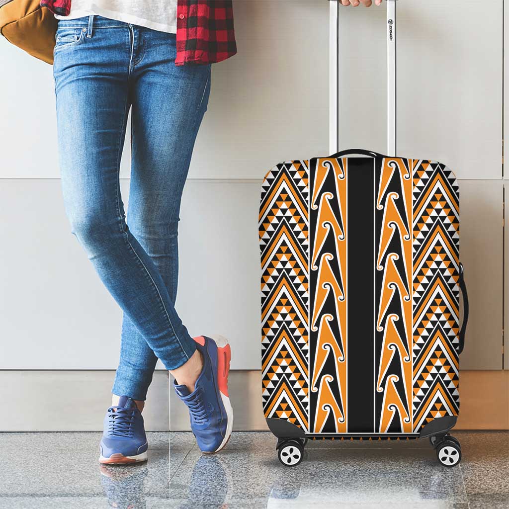 New Zealand Maori Niho Taniwha Luggage Cover Karaka Mangopare and Puhoro Pattern