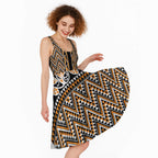 New Zealand Maori Niho Taniwha Midi Dress Karaka Mangopare and Puhoro Pattern - Aussie Hoodie